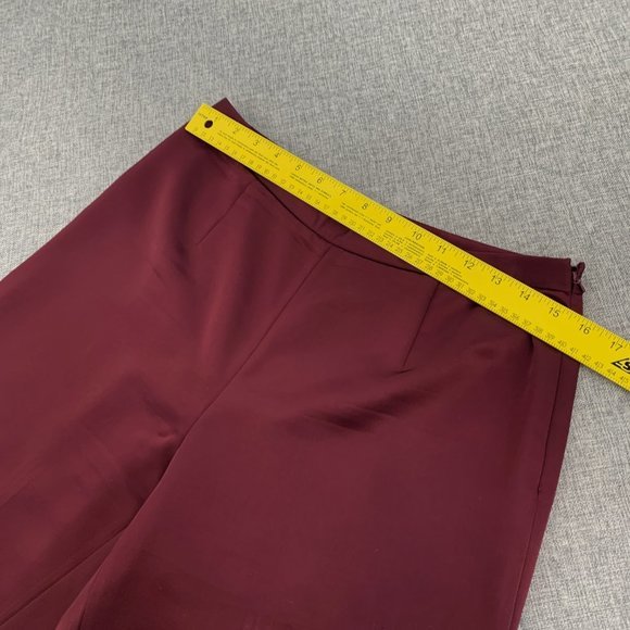 Katherine Kelly Cranberry Red Satin Dressy Pants Pleated‎ Hem Size 10 Lined - Picture 4 of 14